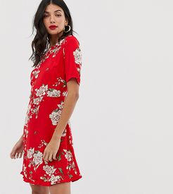 Angelia floral print dress-Red