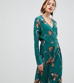 Floral Print Wrap Dress-Multi