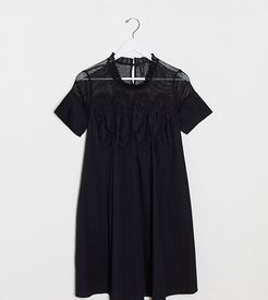 Jarita short sleeve smock dress-Black