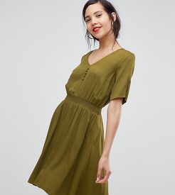 midi dress with elasticated waist-Green