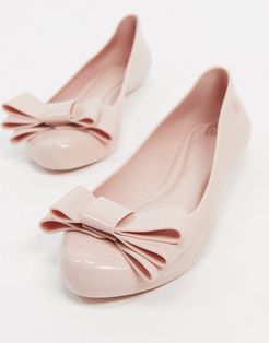 bow flat shoes in blush-Pink