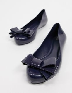 bow flat shoes in navy