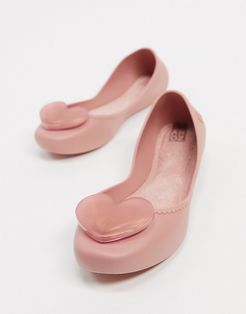 heart orb flat shoes in blush-Pink