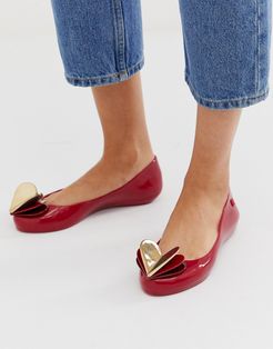 valentines heart flat shoes in red