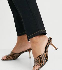 Exclusive Akira vegan friendly mule sandals in black beige zebra-Multi