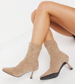 Exclusive Alba vegan sock boot with kitten heel in beige-Neutral