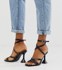 Exclusive Aleta vegan strappy sandals with statement heel in black croc