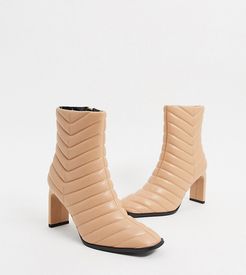 Exclusive Misha vegan padded heeled ankle boot in beige-Brown
