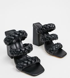 Exclusive Tasha vegan-friendly heeled mule sandals in black braid