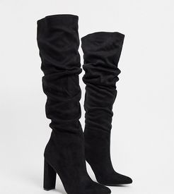 Exclusive Vanda vegan-friendly slouch knee boots in black