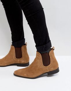 Suede Chelsea Boots In Cognac-Brown