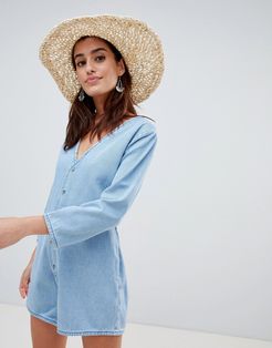 Chambray Beach Romper-Blues