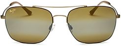 Lava Tube Polarized Mirrored Brow Bar Aviator Sunglasses, 57mm