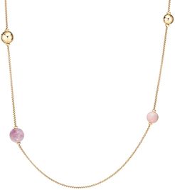 18K Yellow Gold Solari Kunzite, Morganite & Pink Opal Xl Station Chain Necklace, 36