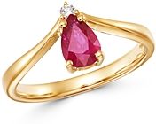 Ruby & Diamond-Accent Chevron Ring in 14K Yellow Gold - 100% Exclusive
