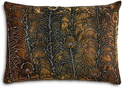 Peacock Feather Velvet Decorative Pillow, 14 x 20