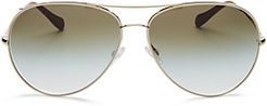 Sayer Brow Bar Aviator Sunglasses, 63mm