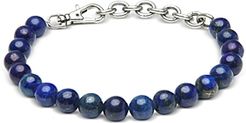 Silver-Plated Brass Paulo Lapis Lazuli Beaded Bracelet