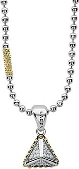 18K Yellow Gold & Sterling Silver Diamond Pendant Necklace, 16-18