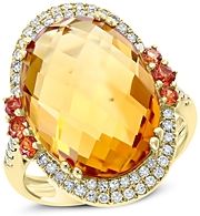 Citrine & Diamond Statement Ring in 14K Yellow Gold - 100% Exclusive