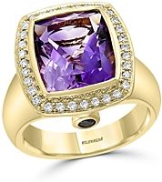 Amethyst & Diamond Statement Ring in 14K Yellow Gold - 100% Exclusive