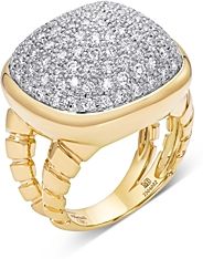 18K Yellow Gold Tigella Diamond Pave Dome Ring