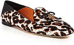 Leopard Print Calf Hair Apron Toe Loafers