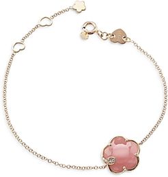 18K Rose Gold Petit Joli Pink Chalcedony & Diamond Flower Chain Bracelet