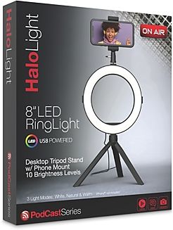 On Air HaloLight 8 Led Ring Light with Desktop Tripod Stand