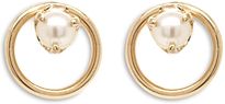 14K Yellow Gold White Pearls Cultured Freshwater Pearl Circle Stud Earrings