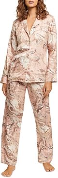 Washable Printed Silk-Blend Long Pajama Set