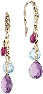 18K Yellow Gold Paradise Mixed Gemstone Drop Earrings