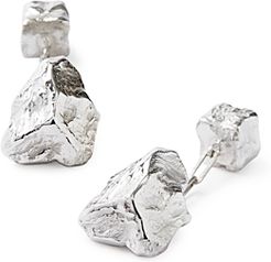 Rhodium Plated Rock Cufflinks