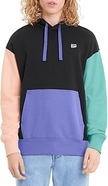 Downtown Cotton French Terry Color Blocked Relaxed Fit Hoodie