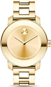 Bold Medium Yellow Gold Plated Stainless Steel Watch, 36mm