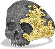 Waves Large Skull Ring with Gold