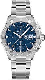 Aquaracer Automatic Chronograph Watch with Blue Dial, 43mm