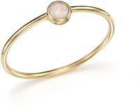 14K Gold Thin Ring with a Bezel Set Round Opal