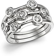 18K White Gold Diamond Bezel Ring