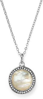 Stella Lollipop Pendant Necklace in Mother-of-Pearl Doublet with Diamonds in Sterling Silver, 16