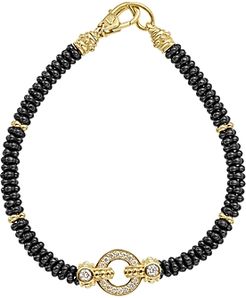 Circle Game Black Caviar Ceramic Rope Bracelet with Diamonds and 18K Gold