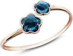 18K Rose Gold Bon Ton London Blue Topaz & Diamond Floral Bangle