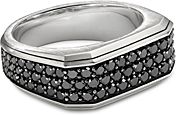 Sterling Silver Pave Roman Signet Ring with Black Diamonds