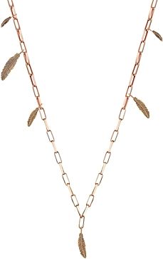 14K Rose Gold Asymmetrical Feather Chain Necklace, 24