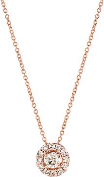 Champagne Diamond Halo Pendant Necklace in 14K Rose Gold, 0.48 ct. tw. - 100% Exclusive