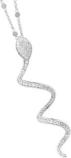 18K White Gold Diamond Snake 35 Pendant Necklace