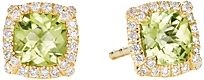 Petite Chatelaine Pave Bezel Stud Earrings in 18K Yellow Gold with Peridot