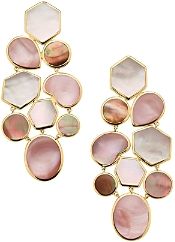 18K Gold Polished Rock Candy Multi-Color Mother-Of-Pearl Drop Earrings