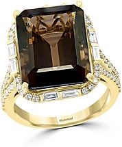 Smoky Quartz & Diamond Statement Ring in 14K Yellow Gold - 100% Exclusive