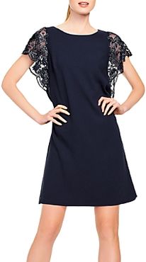 Embroidered-Sleeve Cocktail Dress
